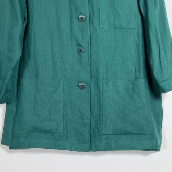 Doncaster Tunic 100% Linen Top Womens Sz 12 Green 3/4 Sleeves Mandarin Collar - Picture 3 of 13